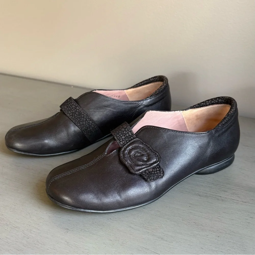 Beautifeel Leather Slip-On Black Loafer Flat Ivy Ballerina Women EU 38 Rose